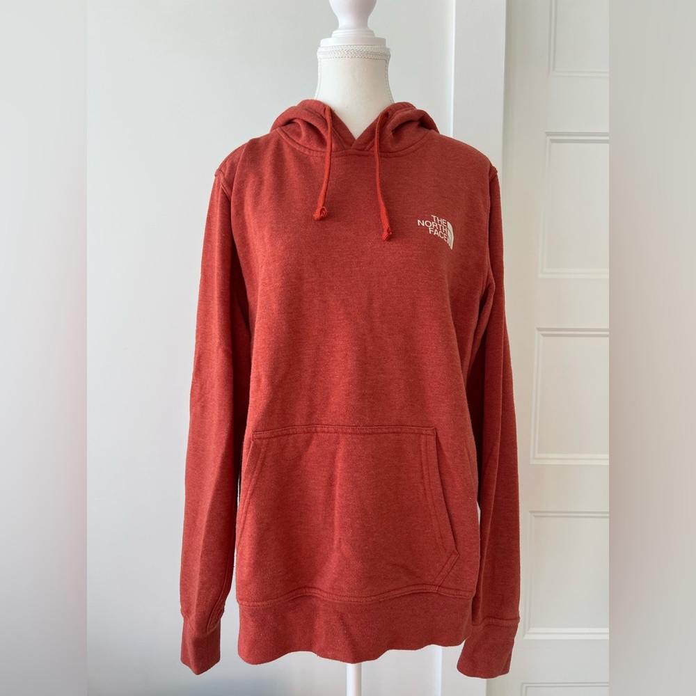 The North Face hoodie, size S men, shades of orange/coral